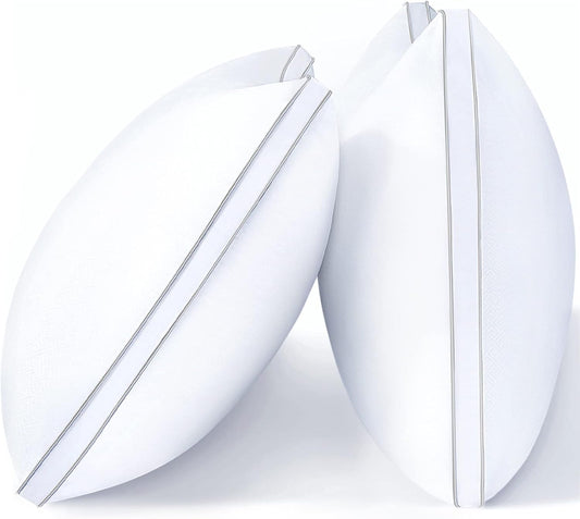 Viewstar Bed Pillows - Hotel Quality Cooling Down Alternative | Set of 2 Gusseted King Size, White