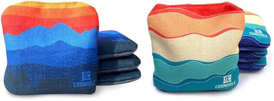 Professional Dual Sided Cornhole Bags- 16 oz 6x6 w/Premium Resin Fill - Official Tournament Slide/Stick Pro Bean Bags - Regulation/Approved