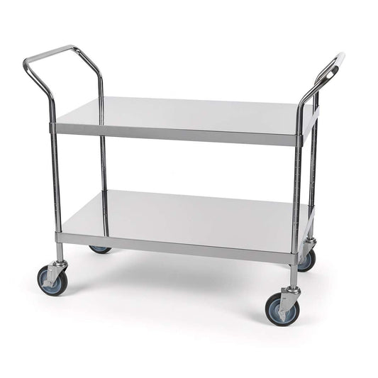 24" x 46" x 37" Stainless Steel Two Shelf Utility Cart - Commercial Heavy-Duty NSF Service Cart with Handles, Storage Rolling Shelving for Warehouse, Office, Food Service