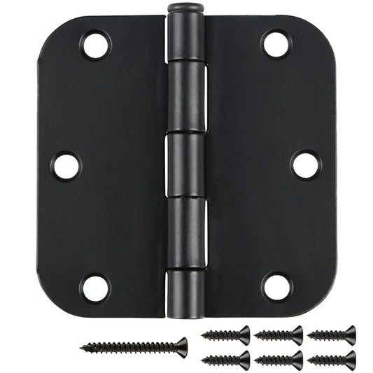 30 Pack Matte Black Door Hinges 3.5 x 3.5 Inch 5/8" Radius, Interior Heavy-Duty Rounded Hinge for Doors Standard Bedroom Office Door Hardware Removable Pin,RV,Garage,Storage Shed,Livestock Facilities