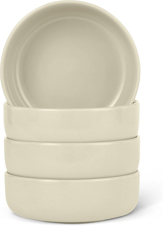 Amazon Basics Glazed Stoneware Bowls, 4-Piece Set, Microwave and Dishwasher-Safe, 5.5 in., Ivory