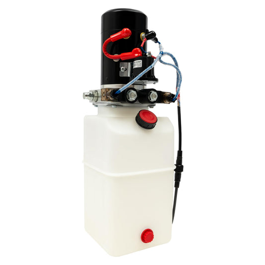6 Quart 12V DC Hydraulic Pump, Single Acting Power Unit Hydraulic Pump for Dump Trailer Truck Car Trailer Lifting