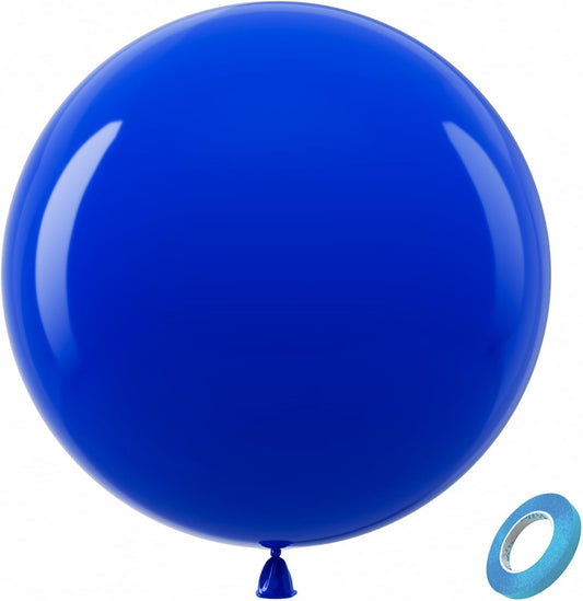 Bezente Royal Blue Giant Balloons - 36 Inch Jumbo Round Latex Balloons for Birthday & Graduation Decor