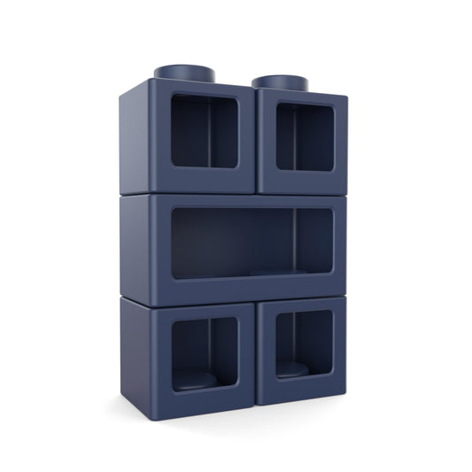 Step2 Contemporary Builders Stackable Storage Cubes, Modular Building Block Kids Toy Organizer Set, 5-Piece, Open-Front, Blue