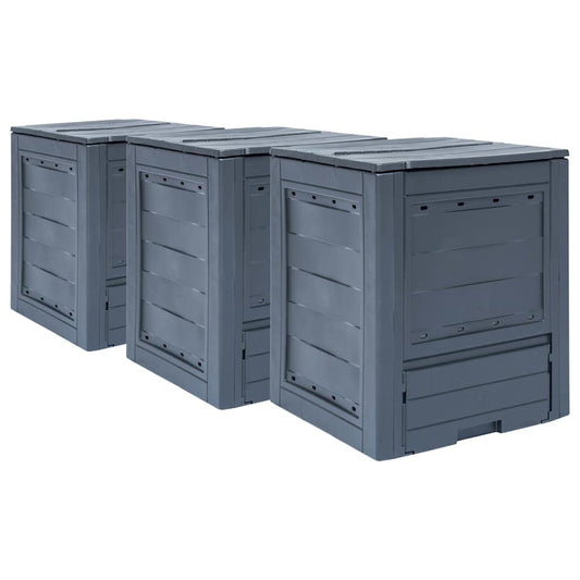 3-Piece Garden Compost Bin Set, Large 780 Gallon Capacity Outdoor Composter for Kitchen Scraps and Garden Waste, Durable Weather-Resistant Gray Matte Finish Square Composters