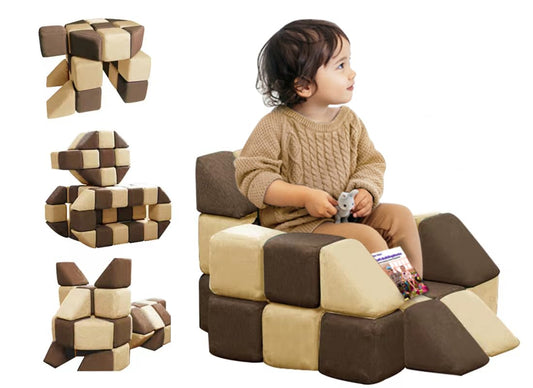 nets Tribe Magnetic Soft Building Blocks for Kids, Magnetic Blocks, Big Blocks, Educational Toys, Incredibly Fun Building Block for Children (Coffee Brown+Light Coffee Brown)