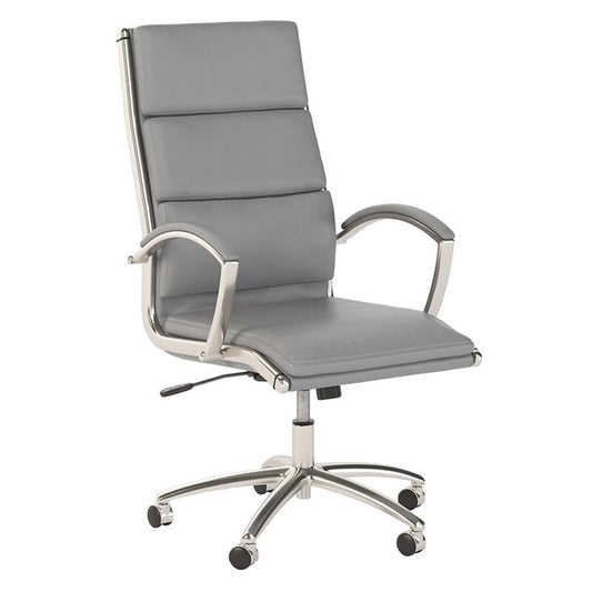 Bush Business Furniture STC043LG Studio C High Back Leather Executive Office Chair, Light Gray