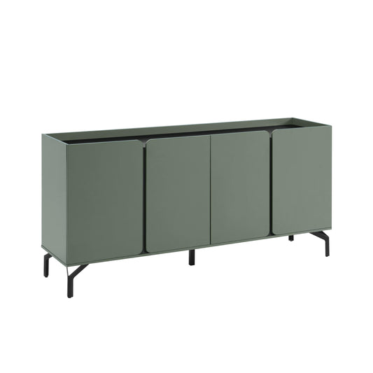 24/7 Shop at Home Elwin 60" Modern Sideboard Buffet, Storage Cabinet with Doors and Adjustable Shelves for Dining, Living Room, Kitchen, Entryway, Office, Sage Green & Black