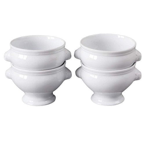 Cinf Ceramic 16 oz Set of 4 Lion Head Porcelain Soup Bowls White Christmas Gifts Microwave Safe Soup and Fruit Home Kitchen