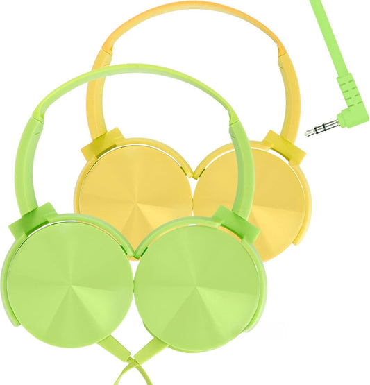 2 Pack K-12, 3.5mm Kids Headphones for School Classroom Swivel Foldable, HD Stereo, Jack Wired Headphone for Kids