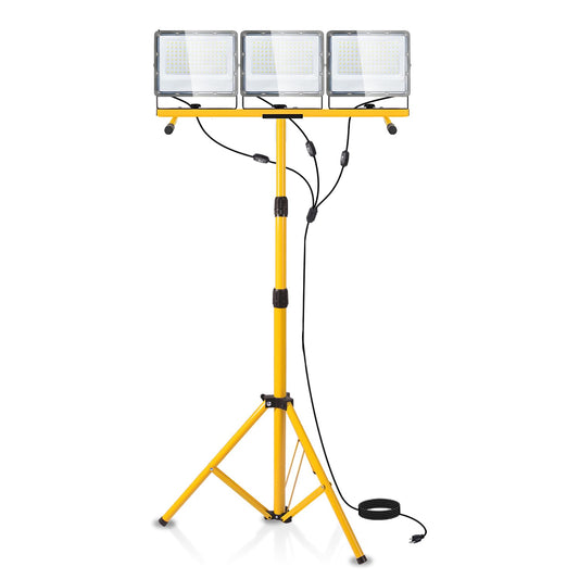 45000 Lumen LED Work Light with Stand, 3-Head Adjustable Lights with 16.5FT Extended Cord, IP65 Waterproof Tripod Work Lamp for Indoor & Outdoor Job Sites, Workshops, Construction, Garage Lighting