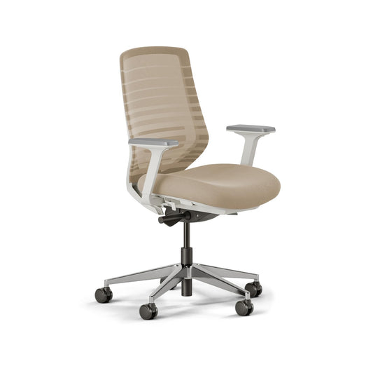 Branch Ergonomic Chair - A Versatile Desk Chair with Adjustable Lumbar Support, Breathable Mesh Backrest, and Smooth Wheels - Experience Optimal Comfort and Support - Sand - White