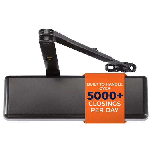 Boomerang D9016 Extra Heavy-Duty Designer Auto Commercial Door Closer, Multiple Mount Options, Door Closer for Extreme Traffic Areas, ADA & UL 3 Hour Fire Rated, Dark Bronze (US10B)