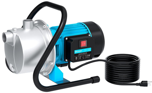 BOMGIE 1.5HP Water Transfer Pump,1200GPH Shallow Jet Well Pump,Extended 13FT Power Cord Portable Sprinkler Booster Pump,Irrigation Lawn Fountain Pool Draining Self Priming Transfer Pumps