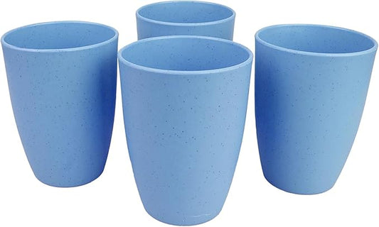 Wheat Straw Cups Set of 4, Reusable Cups, Drinking Cup for Kitchen, Home, Office, and Outdoor Light Blue