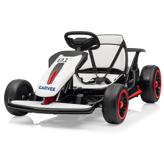 Electric Drift Go Kart for Kids, 200W Dual Motor & 7AH Battery, 8.1MPH Max Speed, 2 Seater Ride on Car with Dual Motor, 360° Drift & Speed Adjust, Kids Electric Vehicle 4 Wheeler, White