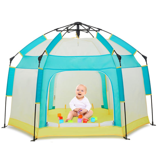 Bend River Baby Playpen with Canopy, Portable Baby Beach Tent, Toddler Play Yard Indoor and Outdoor, Foldable Mosquito Net for Infant - Green