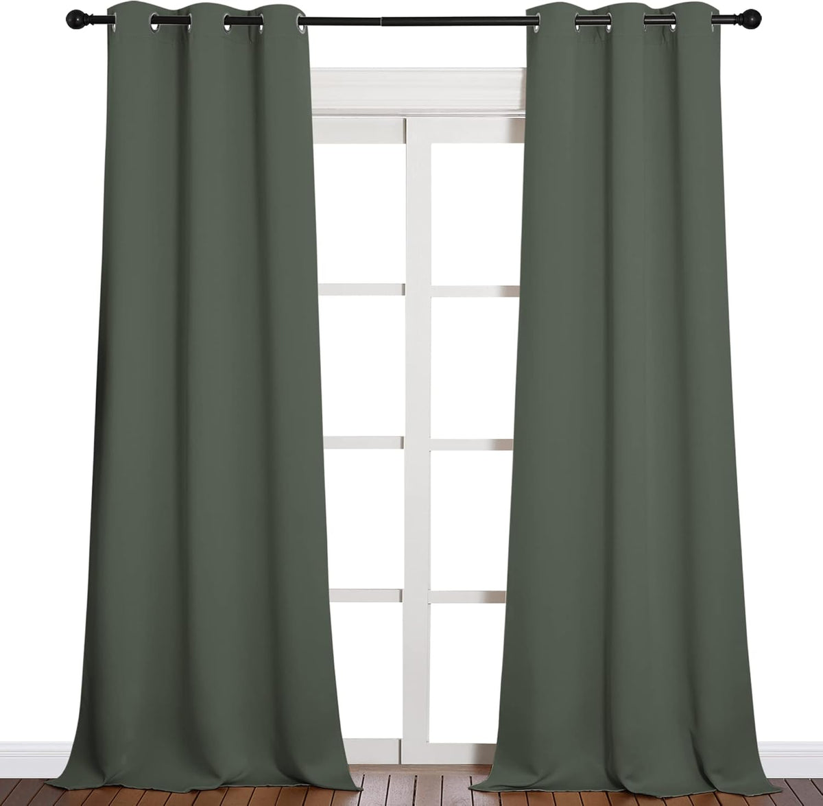 NICETOWN Room Darkening Curtain Panels - Energy-Efficient Toddler Boy Drapes | Dark Mallard, 42" W x 90" L, 2 Panels