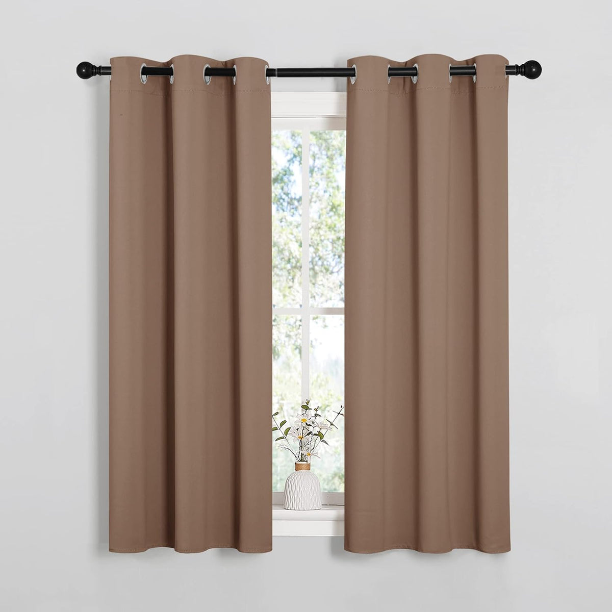 NICETOWN Room Darkening Curtain Panels - Thermal Insulated Grommet Drapes for Bedroom | 34x54 Inches, Cappuccino