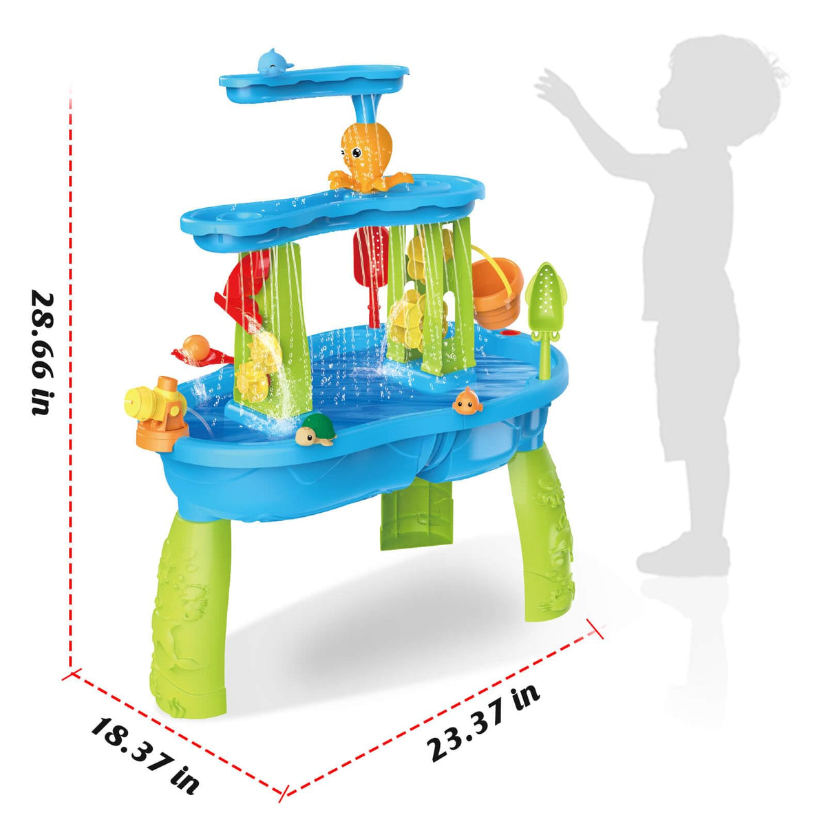Dolanus 3-Tier Water Table for Toddlers with Pump, Table Cover - Sand Activity Sensory Playset, Summer Outdoor Outside Pool Backyard Beach Toys for Kids Age 1 2 3 4 5 8 Year Old Boys Girls
