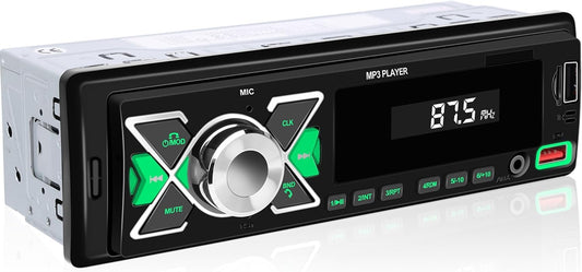 CAMECHO MP3 Single Din Car Stereo Bluetooth Audio Digital Media Receiver with USB Port FM Radio, Player, EQ, APP