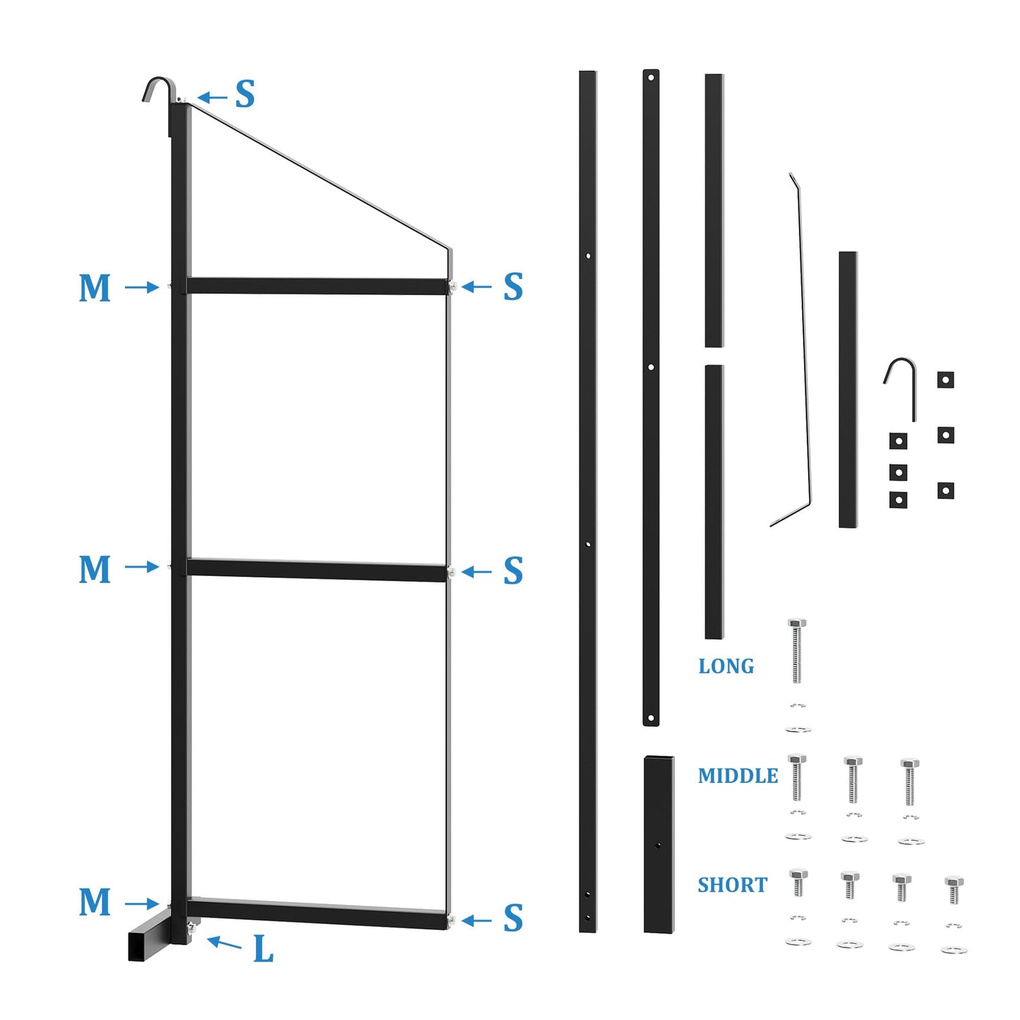6 Pack Shipping Container Shelving Bracket, 3-Tier Black Power Coated Steel Brackets, 22"x60", 1100LBS Hanging Type Cargo Containers Storage Rack for Heavy Tools/Equipment