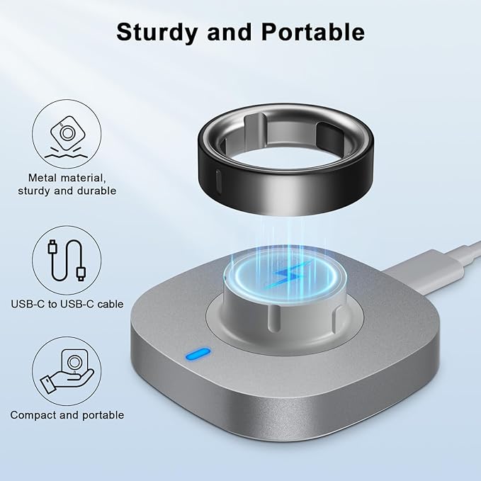 Compatible with Oura Ring Gen 4 Charger Size 7, Fast Charging Dock with USB-C Cable