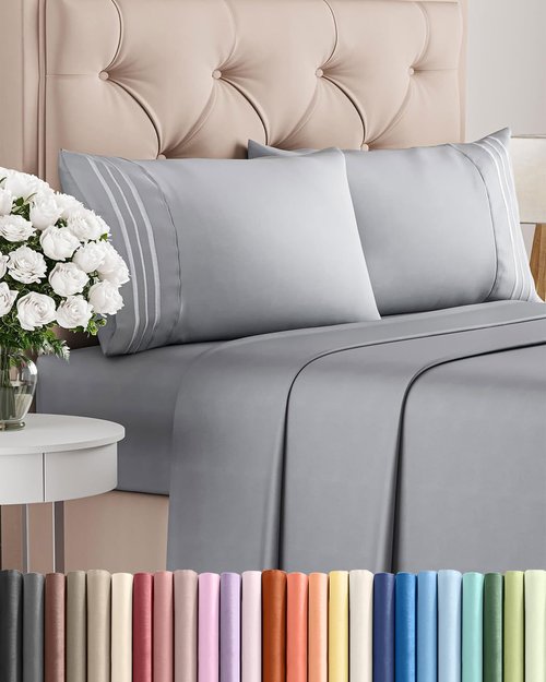 King Size 4-Piece Sheet Set by [Brand Name] - Comfy, Breathable & Cooling Hotel Luxury Bedding - Deep Pockets, Soft & Wrinkle-Free - Oeko-Tex Certified - Steel Blue