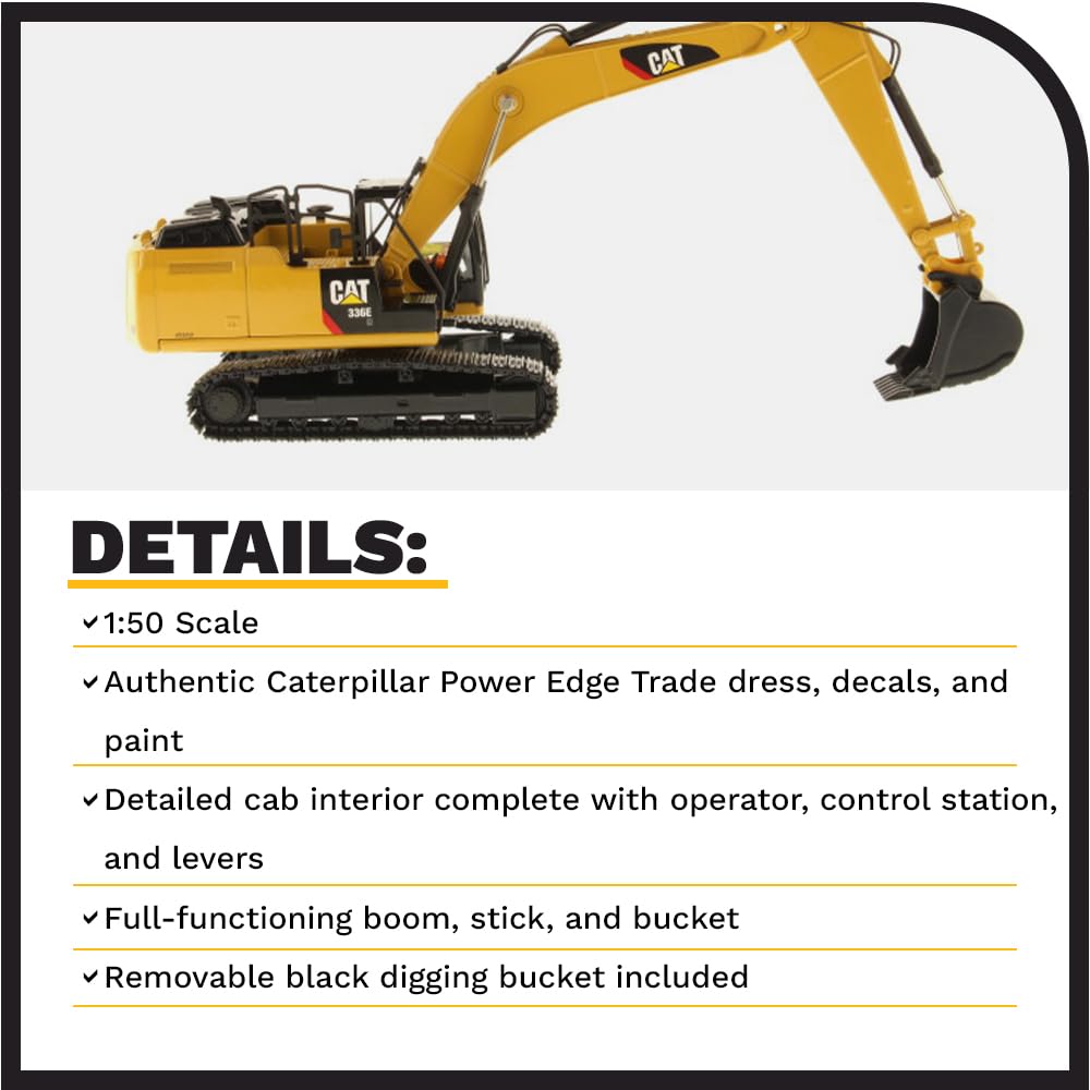 1:50 Cat 336E H Hybrid Hydraulic Excavator | Core Classics Series Cat Trucks & Construction Equipment | 1:50 Scale Model Diecast Collectible Model 85279C