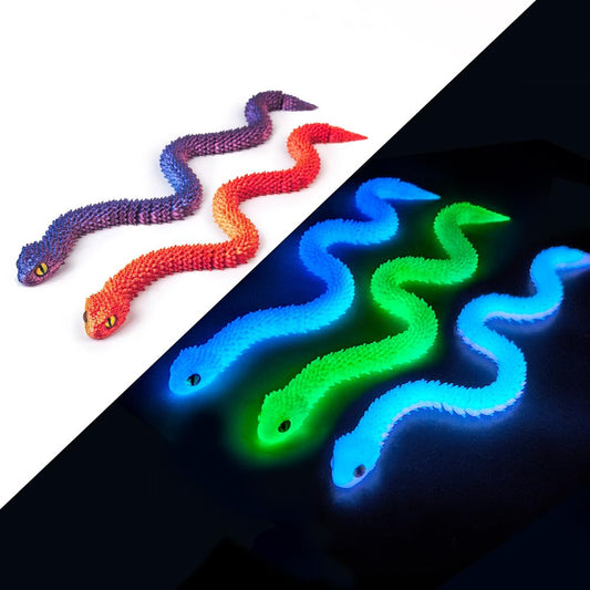 5PCS 12-Inch 3D Printed Snake Fidget Toys, Articulated Snakes, Glow in The Dark, Desk Decor, Shelf Display, Stress Relief, Family Play, Easter Basket Stuffers, Party Favor, Gifts for Kids & Adults