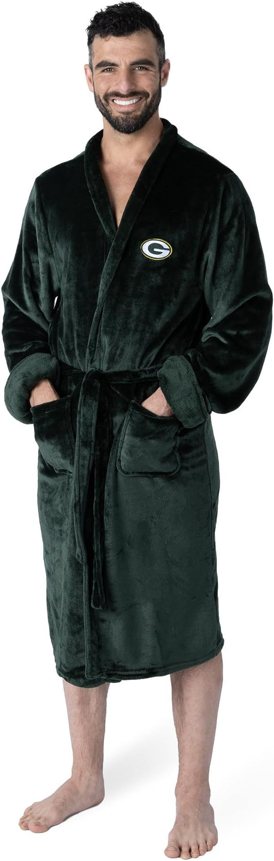 NFL Adult Unisex Silk Touch Bathrobe, Officially Licensed Loungewear, Soft Plush Polyester