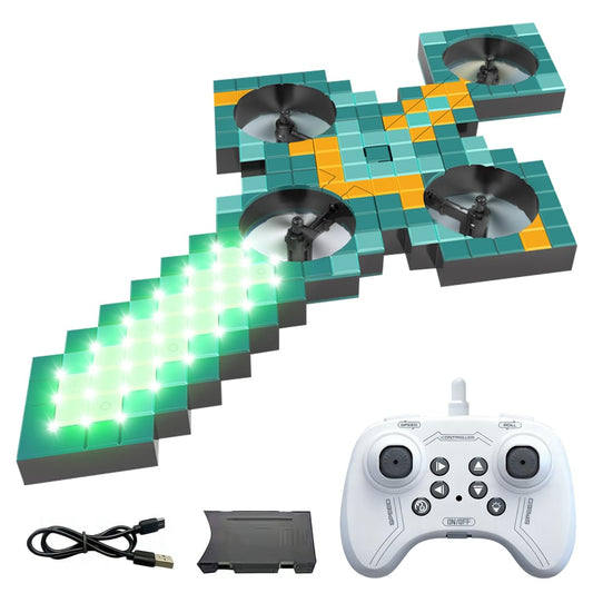 RC Airplane with LED Light, 360° Flip, 3 Speed Modes, 4 Motors, 2.4GHz Foam Remote Control Helicopter for Teens Adults Aged 14+, RC Quadcopter Sword-Shaped Drone, Green