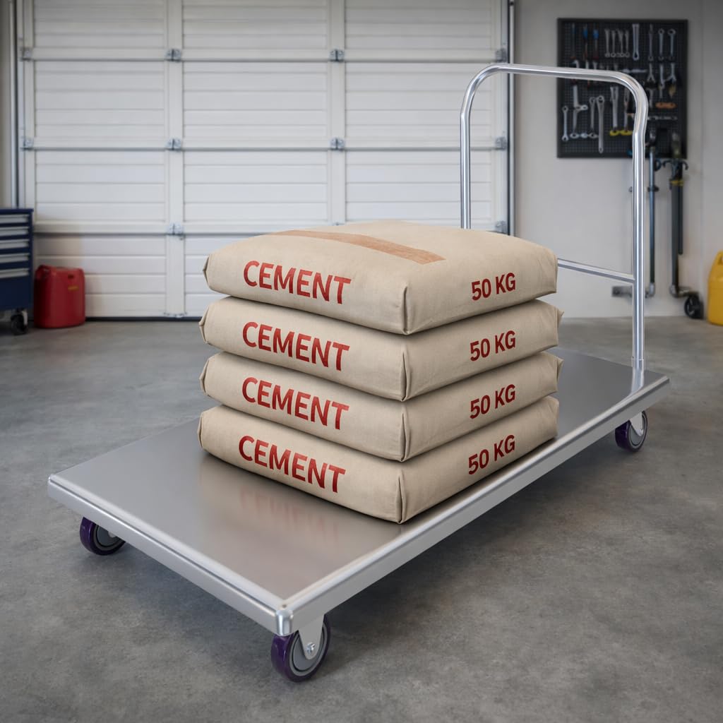 AmGood Stainless Steel Platform Cart. 24 in. Wide x 48 in. Long x 34 in. High. Push Dolly Flatbed Cart with Handle