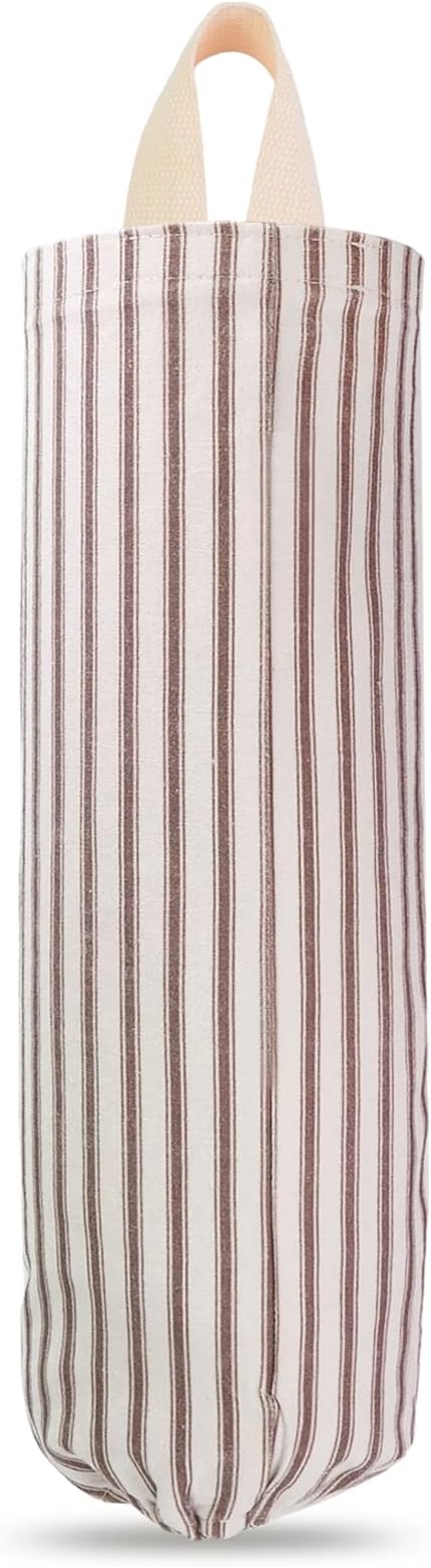 TOGETRUE Plastic Bag Holder, Wall Mount Grocery Bag Holder, Reusable Trash Bags Organizer for Home Kitchen Pantry Decor (Brown)