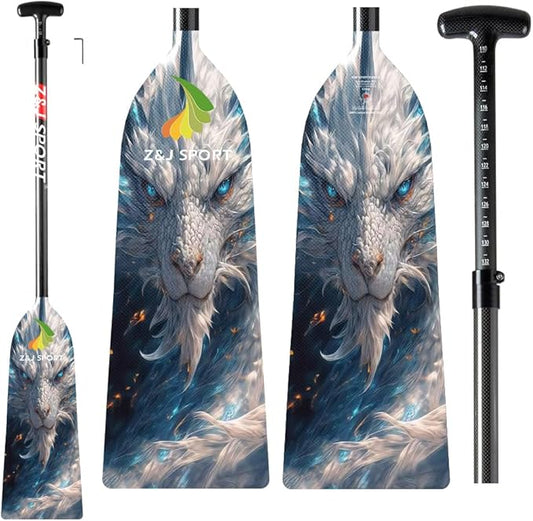 Z&J SPORT Adjustable Dragon Boat Paddle, IDBF Approved Carbon Fiber Paddle, Dragon Graphic Paddle with Adjuster for Dragon Boat Race with Adjustable T Handle
