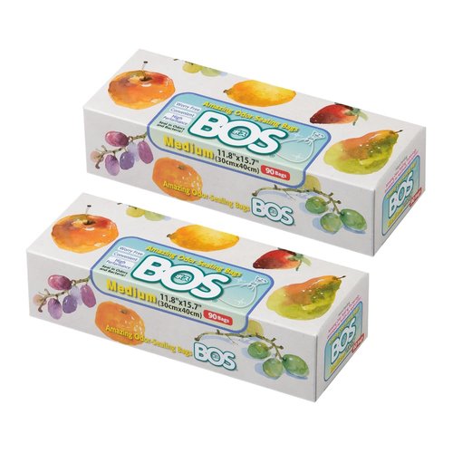 BOS Amazing Odor Sealing Disposable Bags for Diapers, Food Waste, Ostomy Bags, Pet Waste or any Sanitary Product Disposal -Durable and Unscented [Size:M, Color:White] (90 count, Pack of 2) (180 Bags)