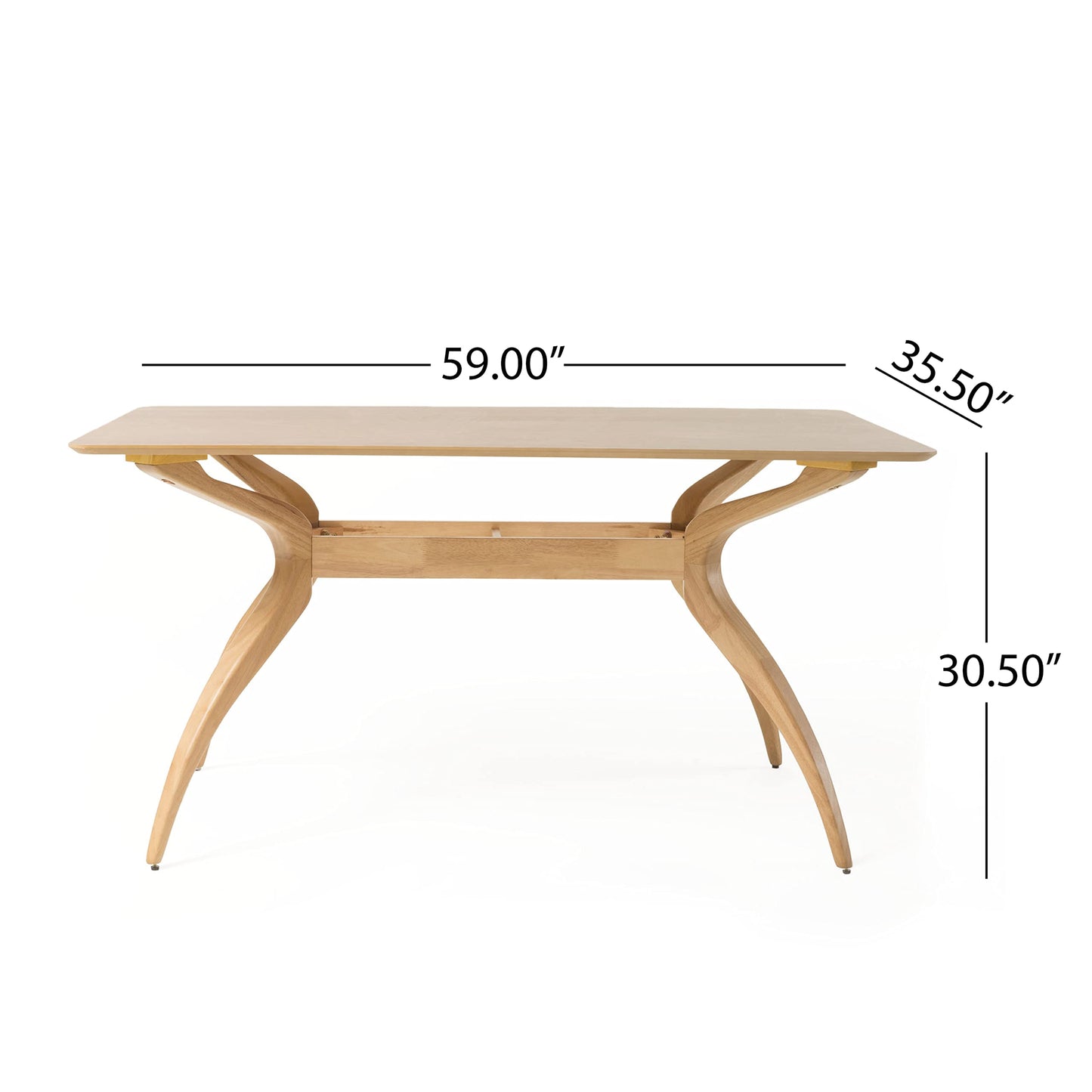 Christopher Knight Home Lucious Curved Leg Rectangular Dining Set, 5-Pcs Set, Natural Oak / Light Beige