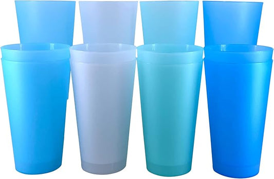 AOYITE Large Plastic Cups 32 oz - Reusable Big Drinking Cup set of 12 - BPA Free Dishwasher Safe Tall Drinking Glasses - Unbreakable Water Tumblers for Kids Kitchen Outdoor