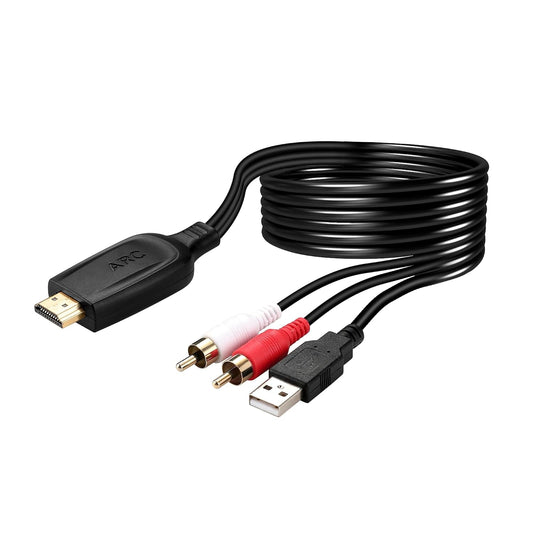 192KHz 3.4ft/1.05m [PCM HDMI ARC to RCA Audio Converter for TV to Soundbar, Plug & Play ARC to L/R Stereo RCA Male