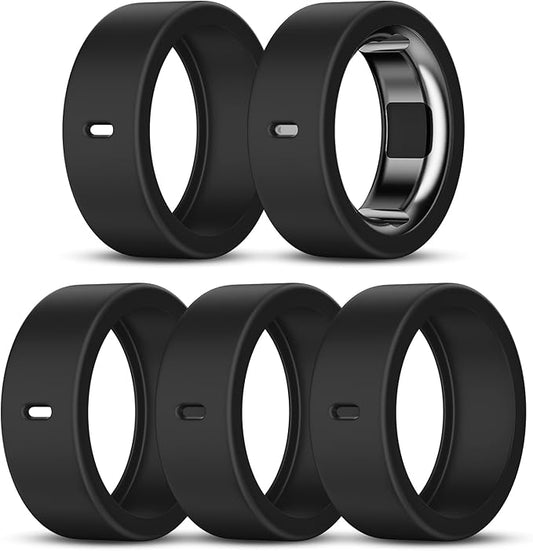5 Pack Cover Compatible with Oura Ring Gen 4/Oura Ring Gen 3 Horizon/Heritage, Surport Charging with Cover on, Anti-Scratch Elastic Silicone Rings Protector for for Men Women (Size 5)
