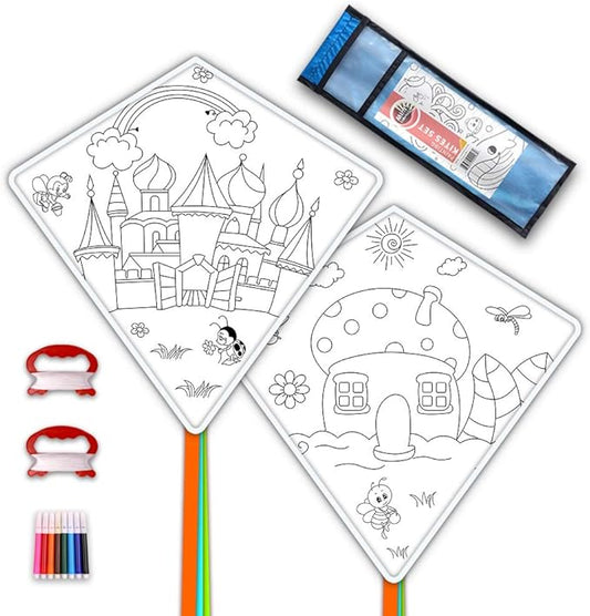 DIY Kites for Kids Kite Making Kit Bulk, Decorating Coloring Kite Party Pack,White Diamond Kite Kits
