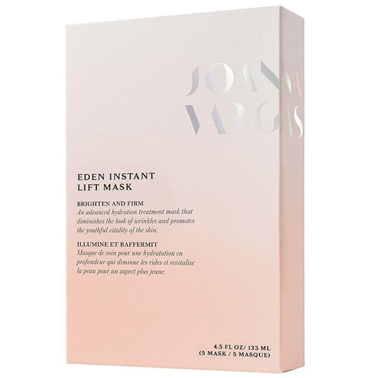 Joanna Vargas Eden Instant Face Lift Facial Mask ??Hydrating Collagen Sheet Mask for Glowing Skin ??Firming Face Mask with Hyaluronic Acid ??Anti Aging Facial Mask for Women ??5 sheets