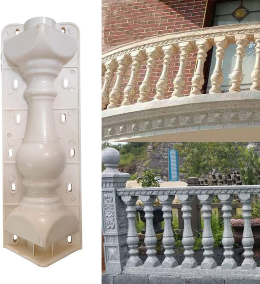 BRAVECOW 2PCS Balustrades Mold European Roman Column Mouldor Front Rear Moulds for Concrete Plaster Cement Plastic Casting Garden Balcony Pool Park Fence Decoration (Type 3), White