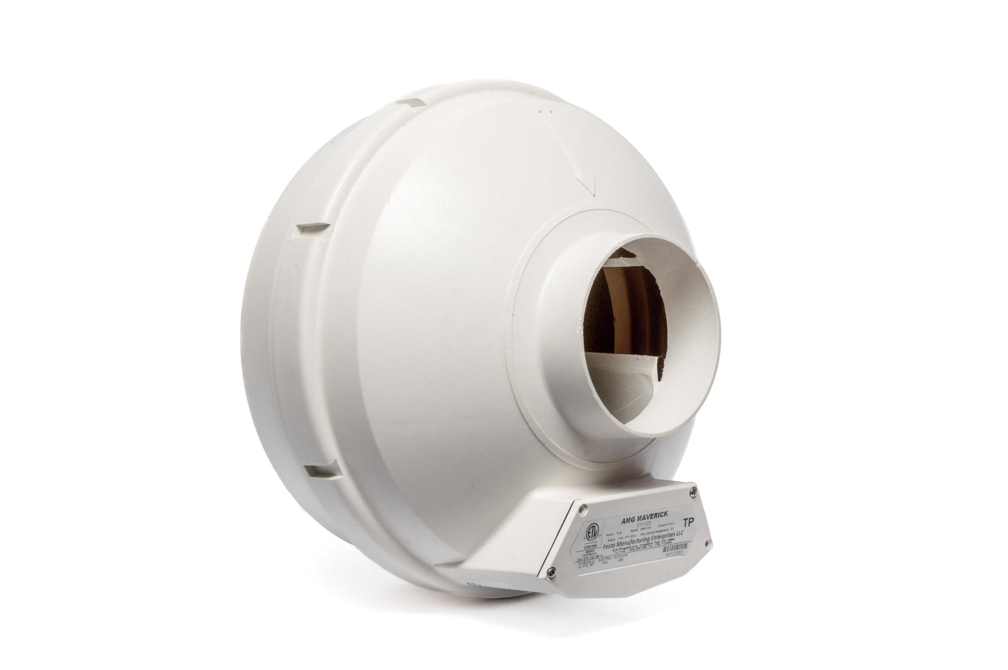 Festa AMG Maverick Radon Fan - Quiet and Energy Efficient 260 CFM Radon Mitigation System Inline Duct Fan - 4" Electric Inline - Made with Sturdy Glass Reinforced Poly-Resin – White