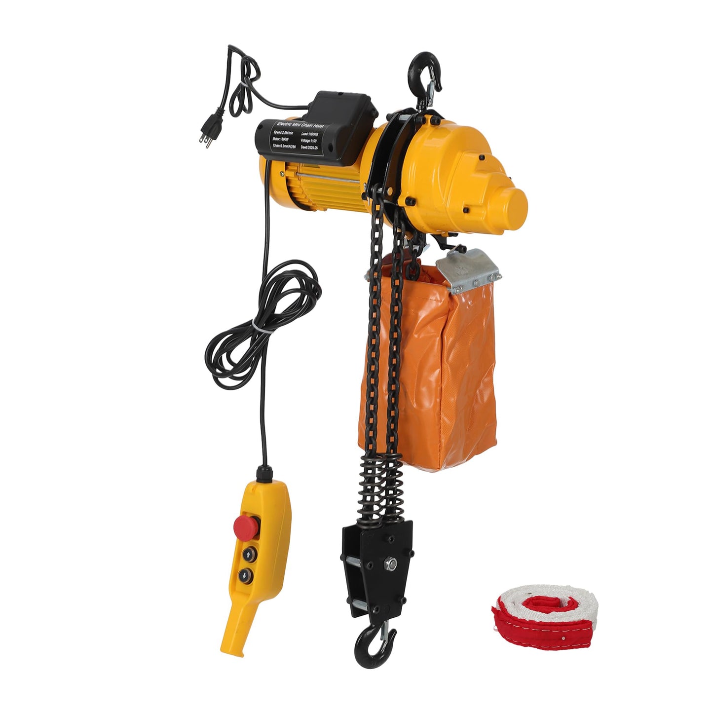 1100 lbs Electric Chain Hoist 15 FT Lifting Height, 120V Electric Hoist, Single Phase Overhead Crane with G100 Chain, 10 ft Wired Remote Control for Garage, Shop, Hotel, Home