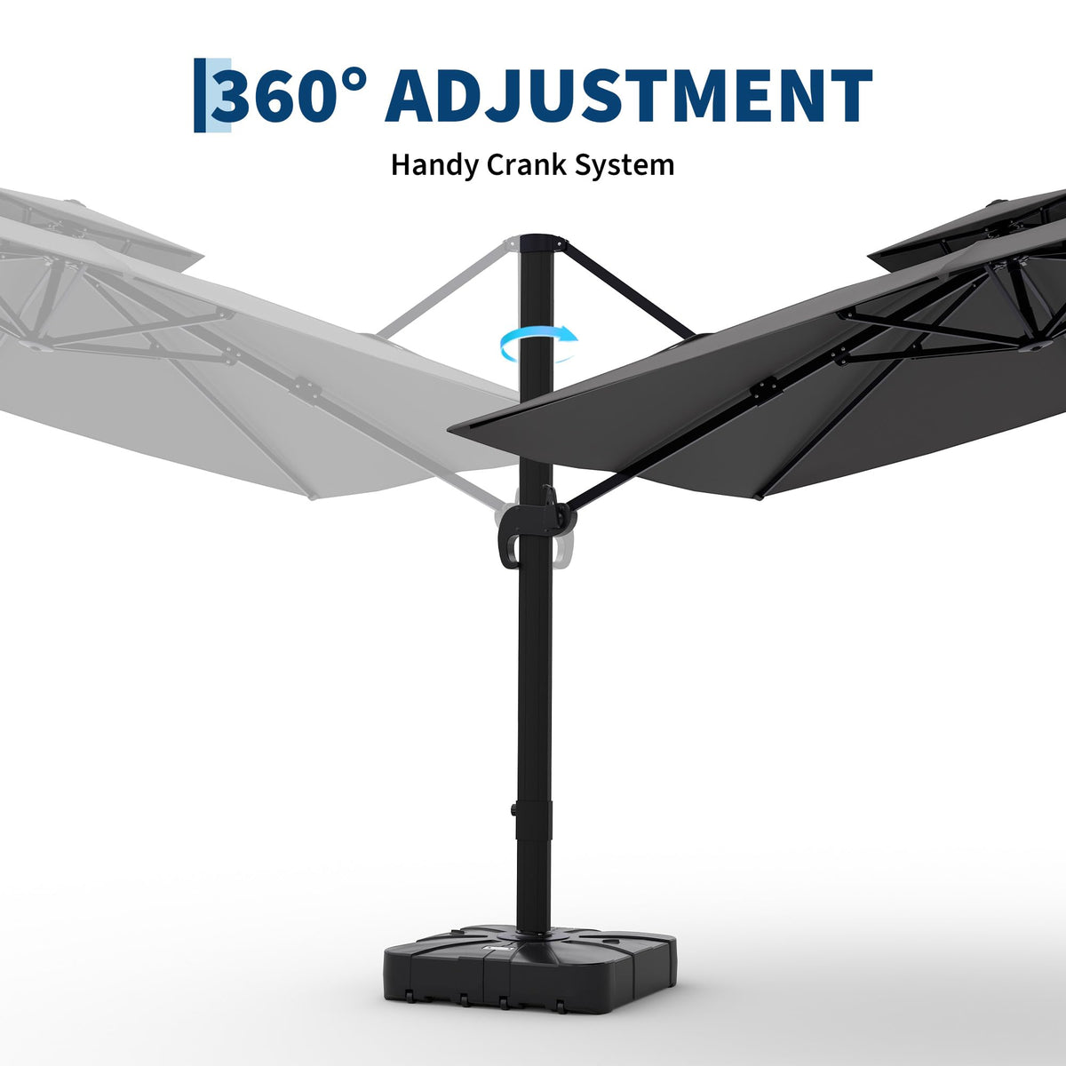 10x10 FT Square Outdoor Umbrella with Base, Cantilever Patio Umbrella with 360° Rotation & Adjustable Height, Heavy Duty Aluminum Umbrella Outdoor Patio for Garden Poolside,Grey