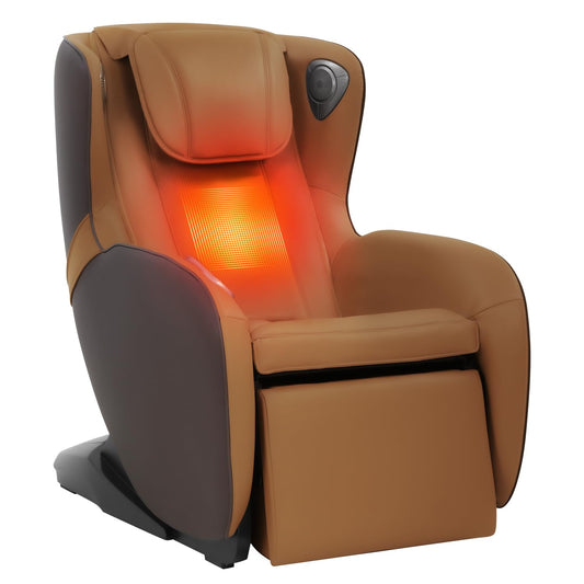 BestMassage Full Body Massage Chair,Speed Adjustment Zero Gravity Massage Ergonomic Armrest Chair with LED Ambient Lighting, Manual Control Panel Bluetooth Music and Movable Casters(Brown)