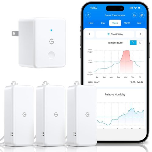 GoveeLife 2.0 WiFi Hygrometer Thermometer - Smart Humidity & Temperature Sensors | 3-Pack for Home Use