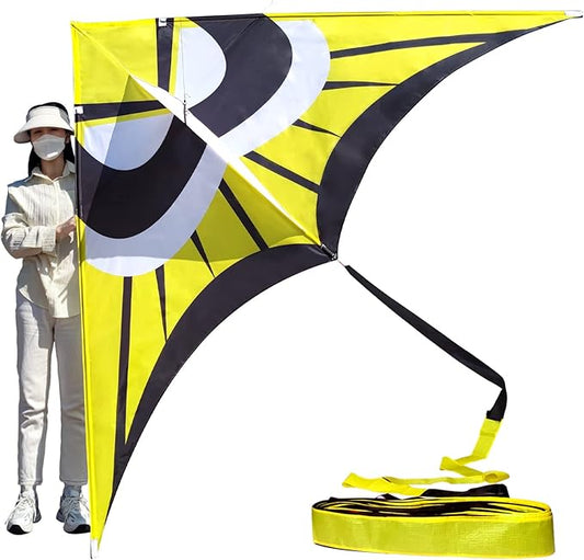 Delta Kite for Kids & Adults - Easy to Fly Large Single Line Beach Kite with 300ft String Handle Included, Perfect for Beginners, Teens