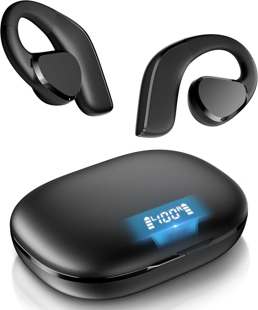 5.3 60H IP66, TTQ Open Ear Headphones, Bluetooth Open Ear True Wireless Earbuds, Sports Earbuds with Earhooks